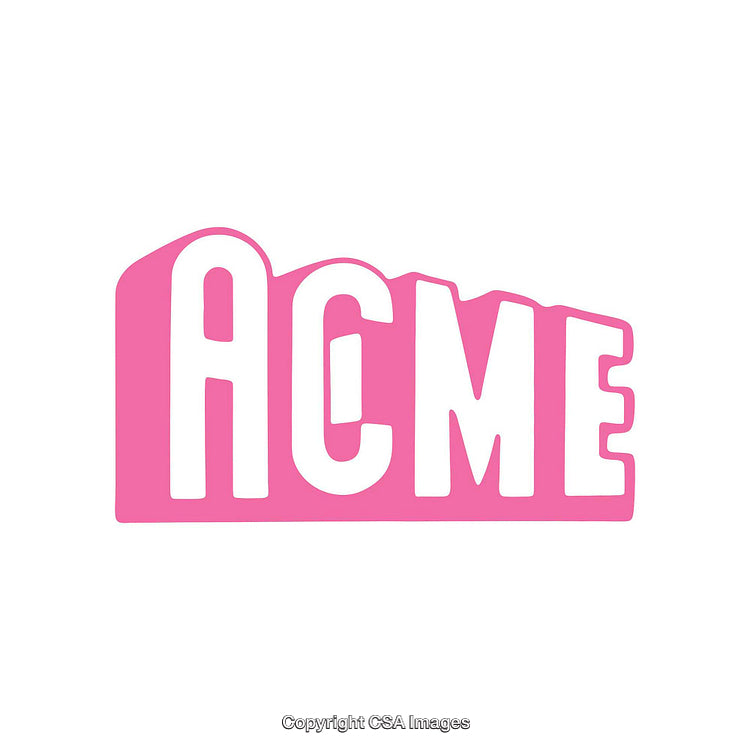 Bold Pink ACME Word Design on White Background with Graphic Style