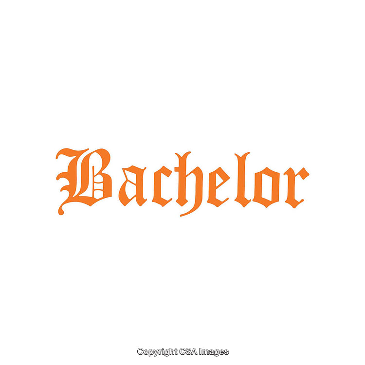 Bold Gothic-Style Typography Featuring the Word 'Bachelor' in Orange