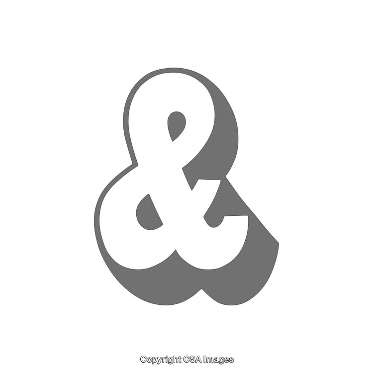 Bold Gray Ampersand Symbol with Shadow Design on White Background