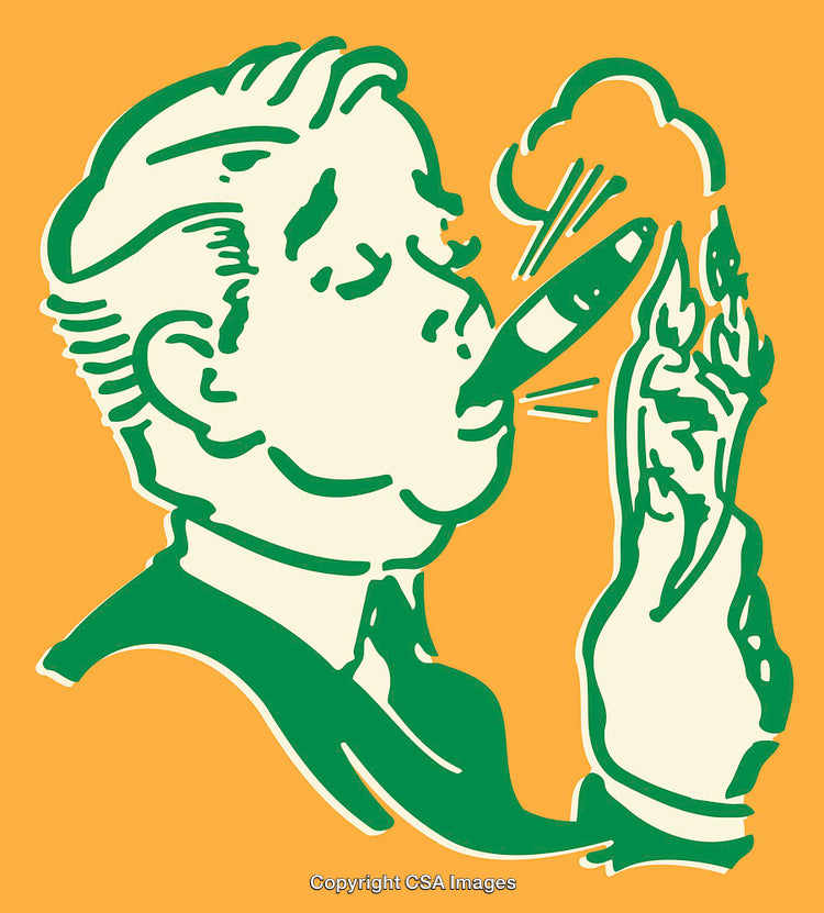 Vintage Style Line Art Illustration of a Smoking Gentleman