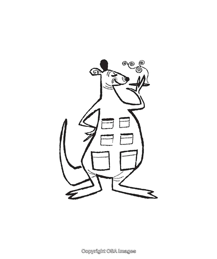 Cartoon Kangaroo Illustration with Quirky Design and Smoking Gesture