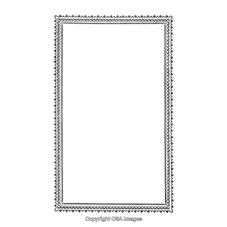 Elegant Black and White Border with Ornamental Design and Intricate Patterns