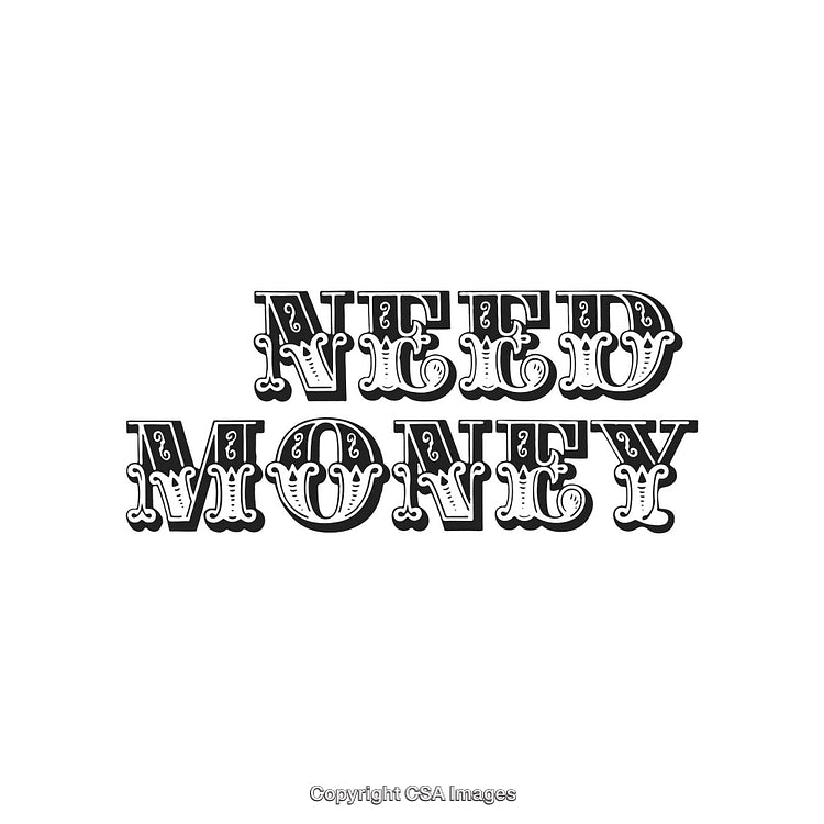 Vintage Typography Design Featuring the Phrase "Need Money" in Bold Styling