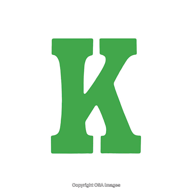 Bold Green Letter K Isolated on a White Background