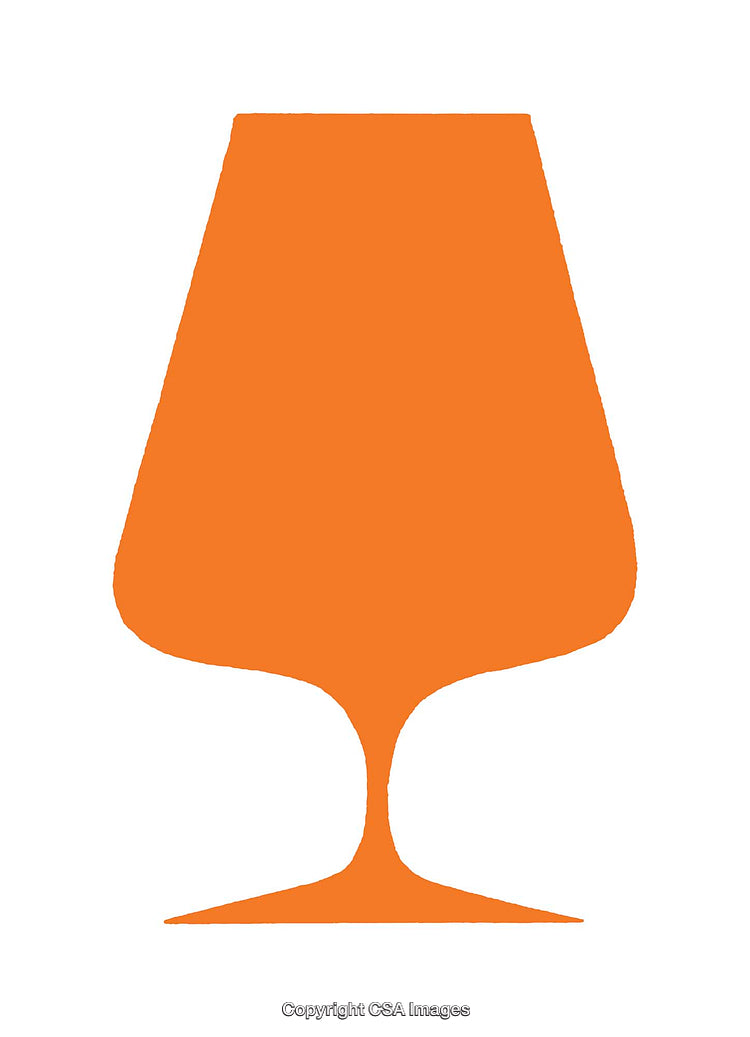 Orange Silhouette of a Wine Glass on White Background