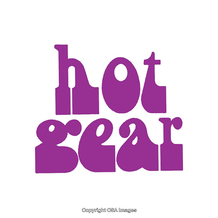 Bold Purple Typography Reading 'Hot Gear' on a White Background