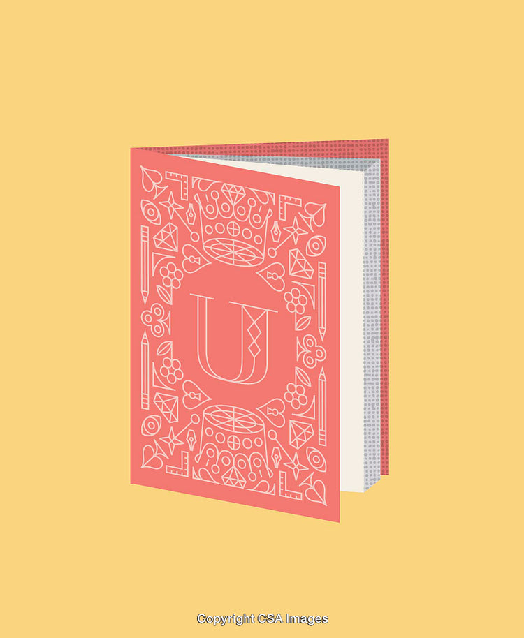Illustrated Notebook with Decorative Line Art on a Vibrant Cover