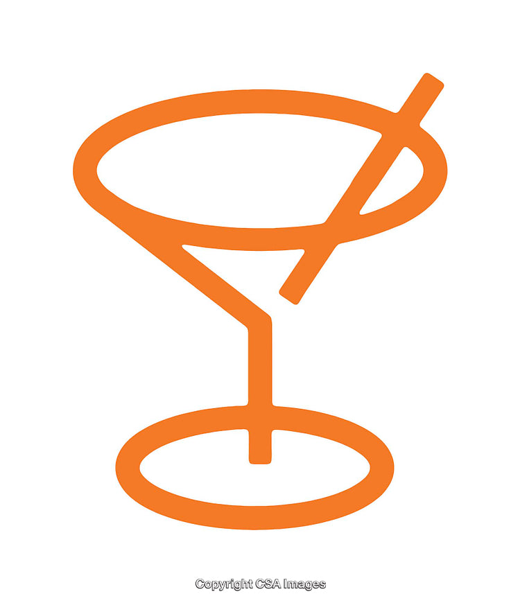 Stylized Orange Martini Glass Icon with Minimalist Design