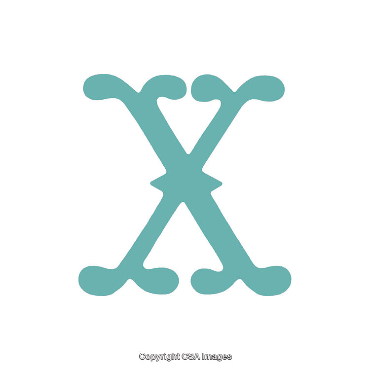 Decorative Stylized Letter W In Teal Color On White Background