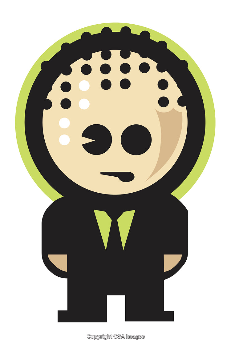 Cartoon Style Character With Unique Facial Design in a Suit