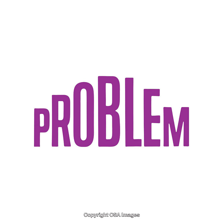 Bold Purple Problem Word Concept Depicted in Distinct Typography Design
