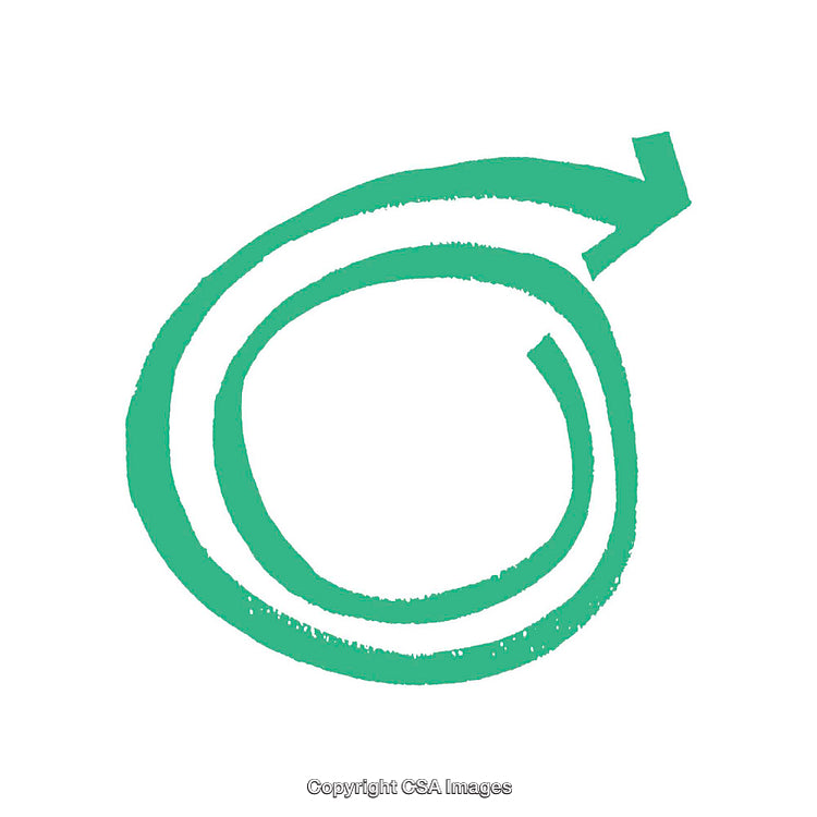 Hand-Drawn Green Spiral Arrow On White Background
