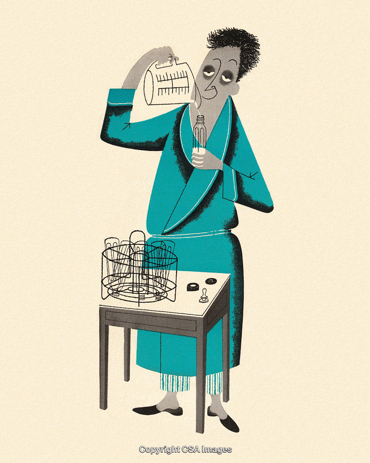 Illustration of a Scientist Conducting Laboratory Experiments Using Beakers and Equipment