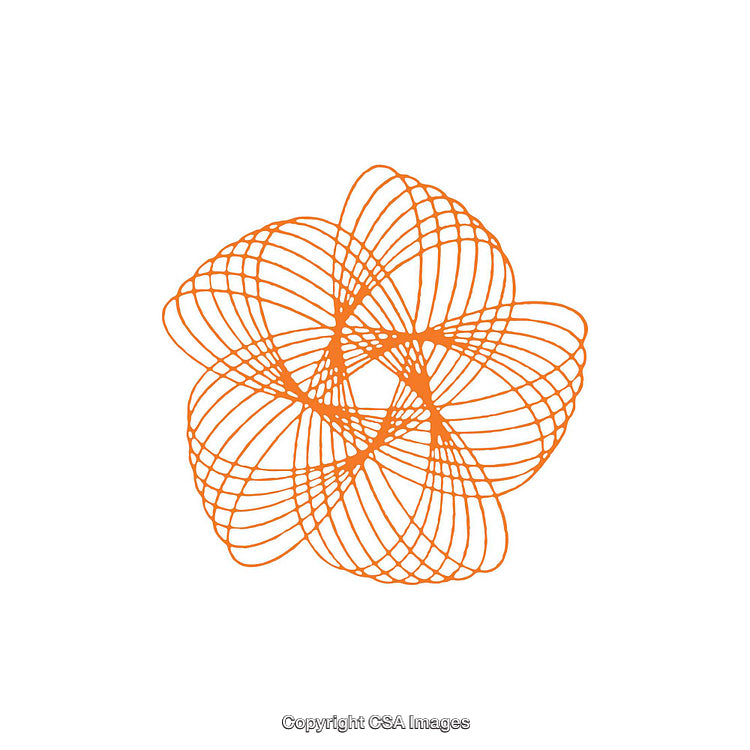 Geometric Orange Abstract Flower-Inspired Wireframe Design Isolated on White