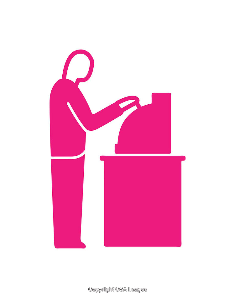 Silhouette Icon of Person Using a Cash Register at the Counter