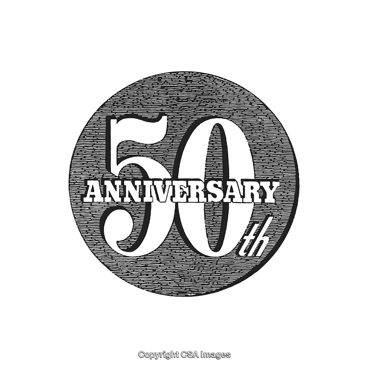 Vintage Style 50th Anniversary Badge in Black and White Design
