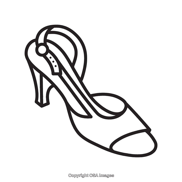Elegant Line Art Illustration of a Stylish High Heel Shoe Design