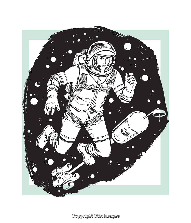 Dynamic Illustration of Astronaut Floating in a Space Environment