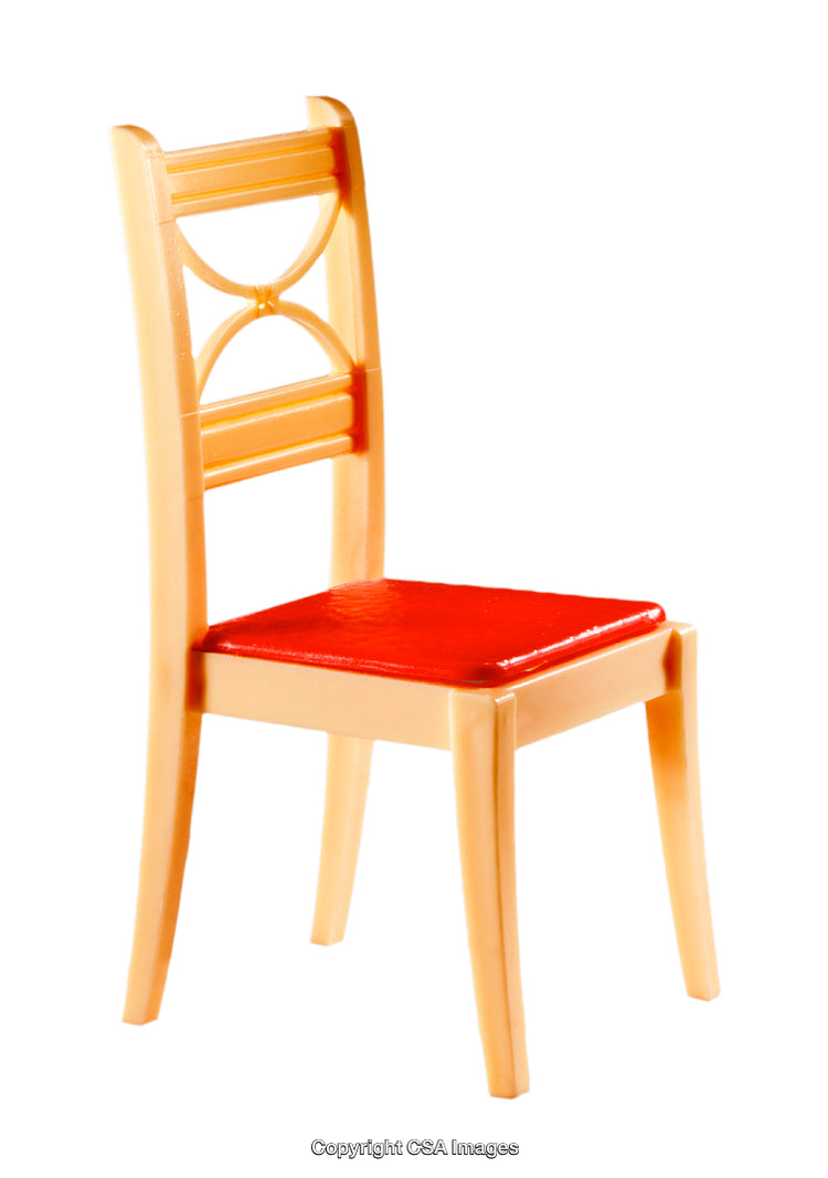 Plastic Toy Chair with Decorative Backrest in Red and Beige