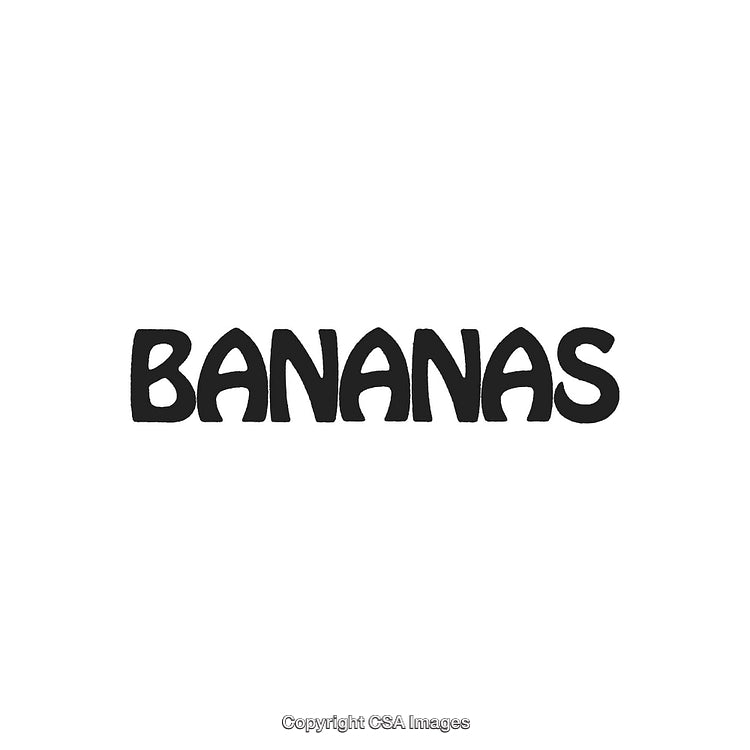 Stylish Bold Black Handwritten Text of the Word Bananas on White Background