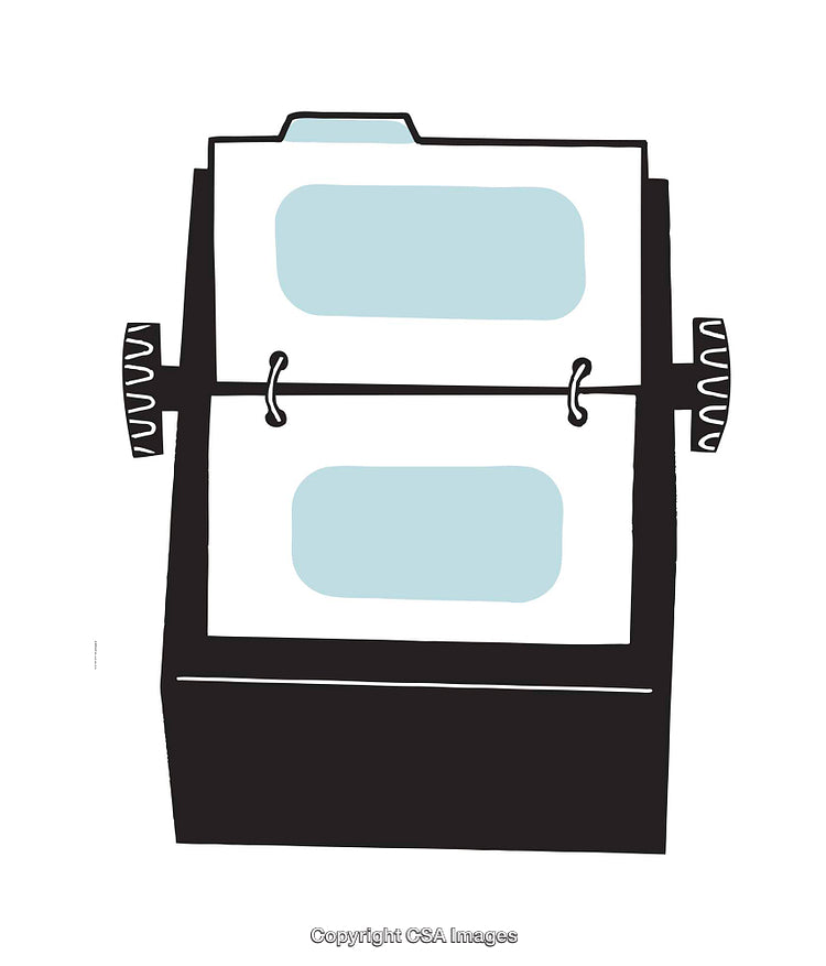 Illustration of a Retro Rolodex With Blue Card Highlights