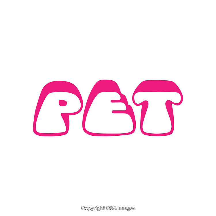 Bold Pink Bubble Lettering Displaying the Word 'PET' on White Background