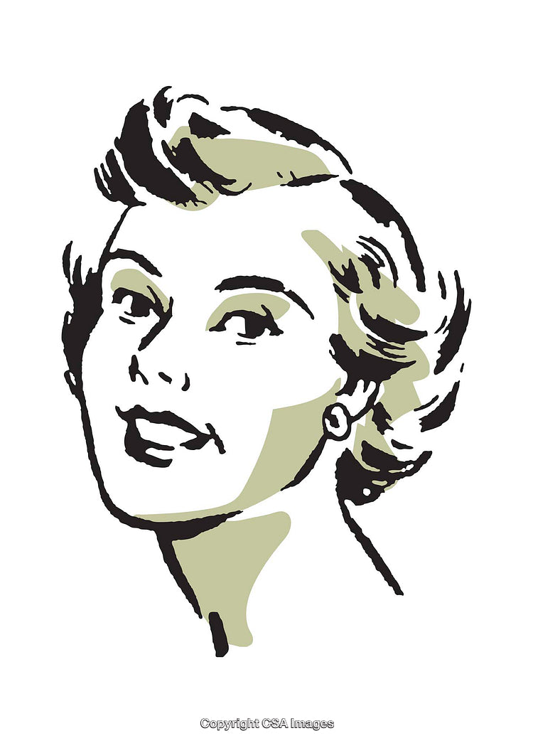 Retro Style Illustration of a Smiling Woman in Classic Design