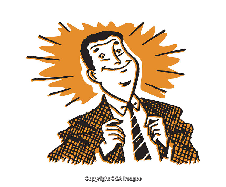 Confident Businessman Illustration with Bright and Colorful Explosion Effect