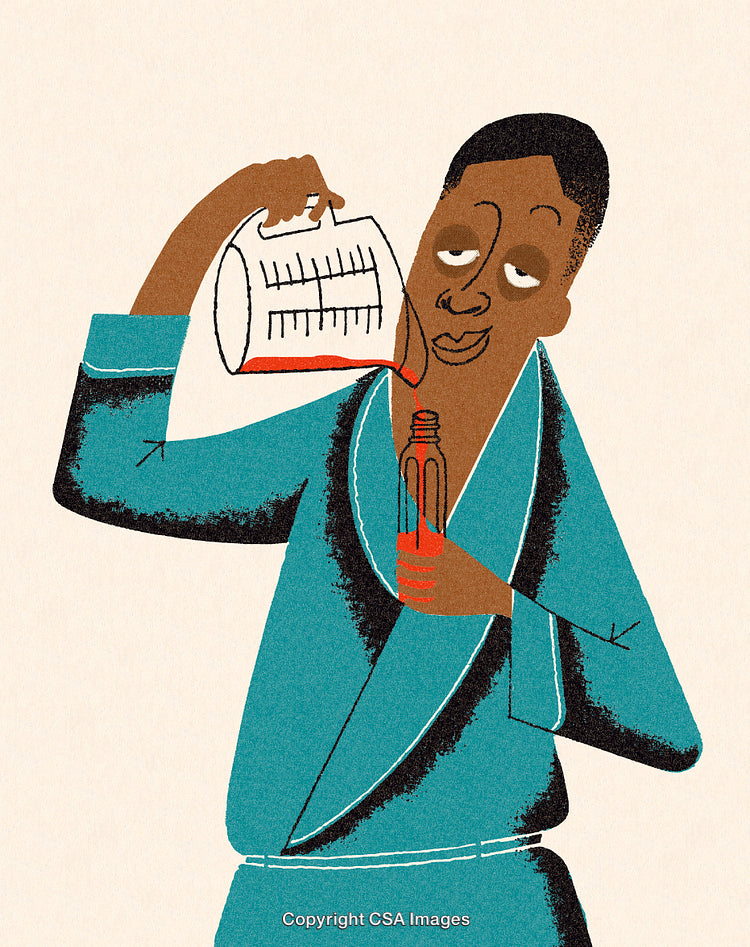 Illustration of a Person Pouring Liquid With Relaxed Expression