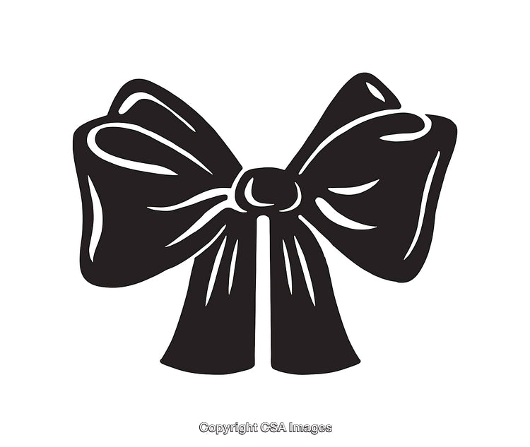 Elegant Black and White Bow Illustration in Line Art Style