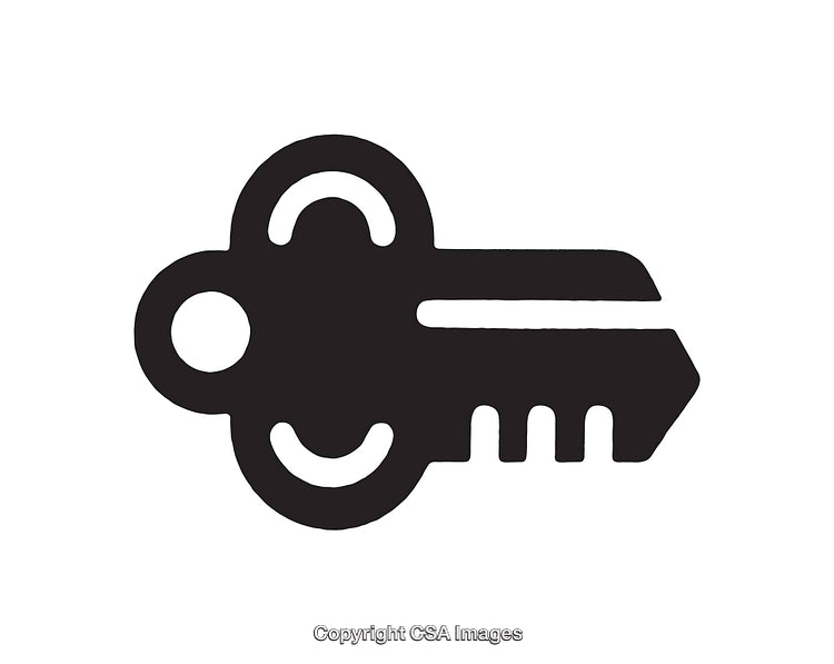Minimalistic Black Key Icon with a Symmetrical Face Design