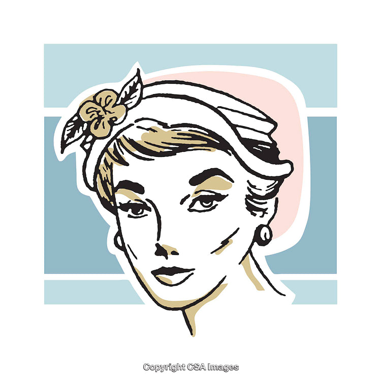 Vintage Illustration of a Stylish Woman with Decorative Accessories