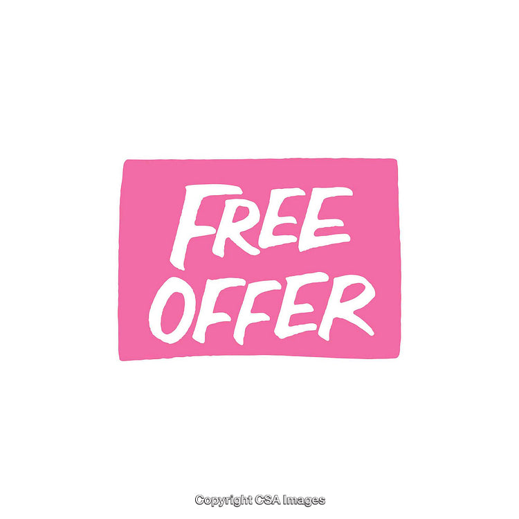 Bright Pink Free Offer Text on a White Background