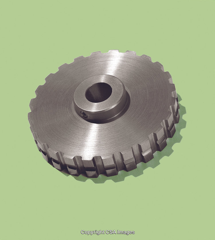 Metal Gear Cogwheel Against a Vibrant Green Background