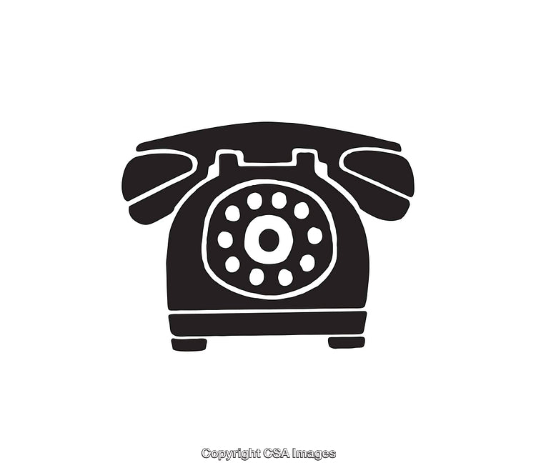 Retro Black And White Icon of a Vintage Rotary Phone