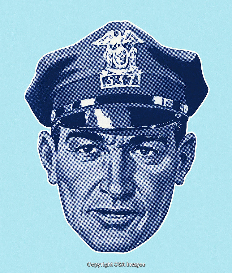 Vintage Illustration of a Police Officer in a Retro Artistic Style
