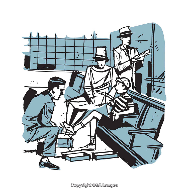 Vintage Illustration of People Interacting in a Social Setting