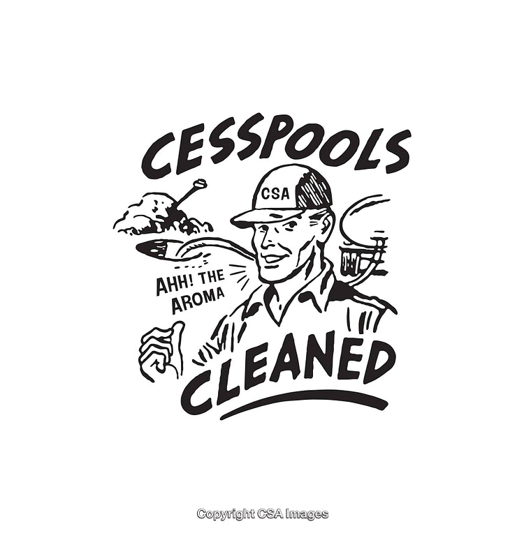 Retro Line Art of Cesspool Cleaning Service with Humorous Concept
