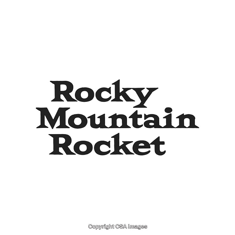 Rocky Mountain Rocket Typography Design with Bold Black Letters on White Background