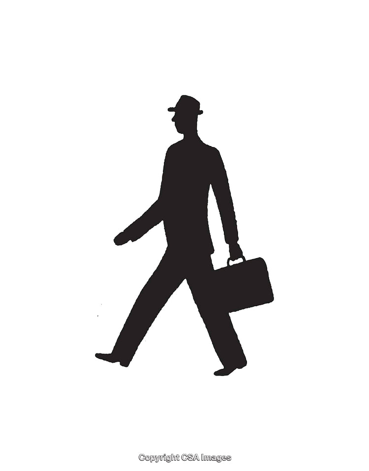 Silhouette of a Businessman Carrying a Briefcase in Motion