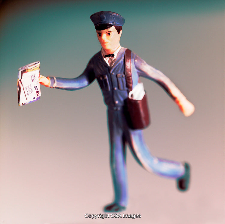 Toy Mailman Figurine Delivering Letters with Satchel in Vibrant Colors