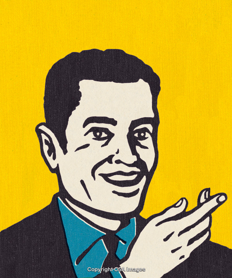 Colorful Portrait of a Smiling Man in Retro Vintage Art Style