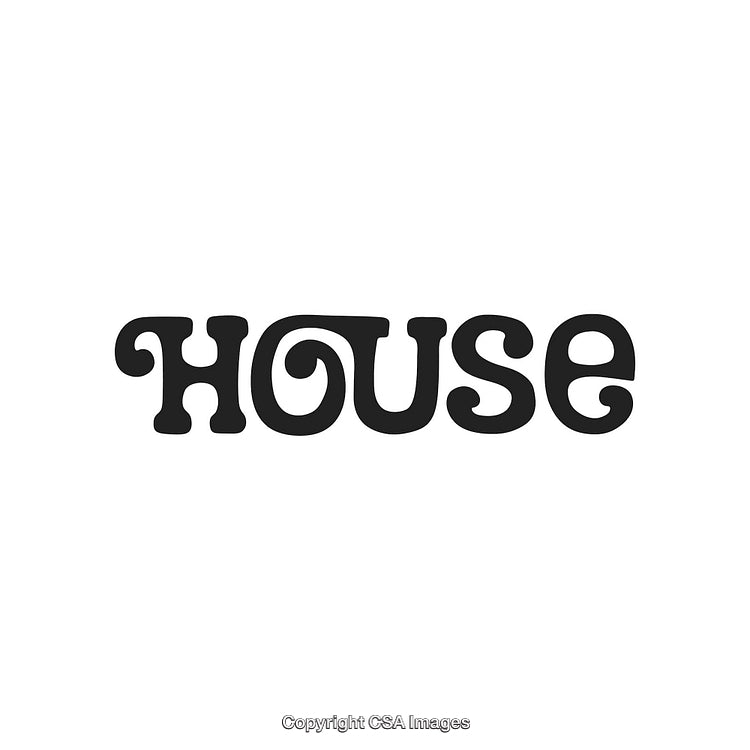Retro-Style Typography Featuring Black Curvy Lettering on White Background