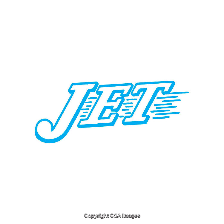 Blue Jet Typography with Speed Lines on White Background