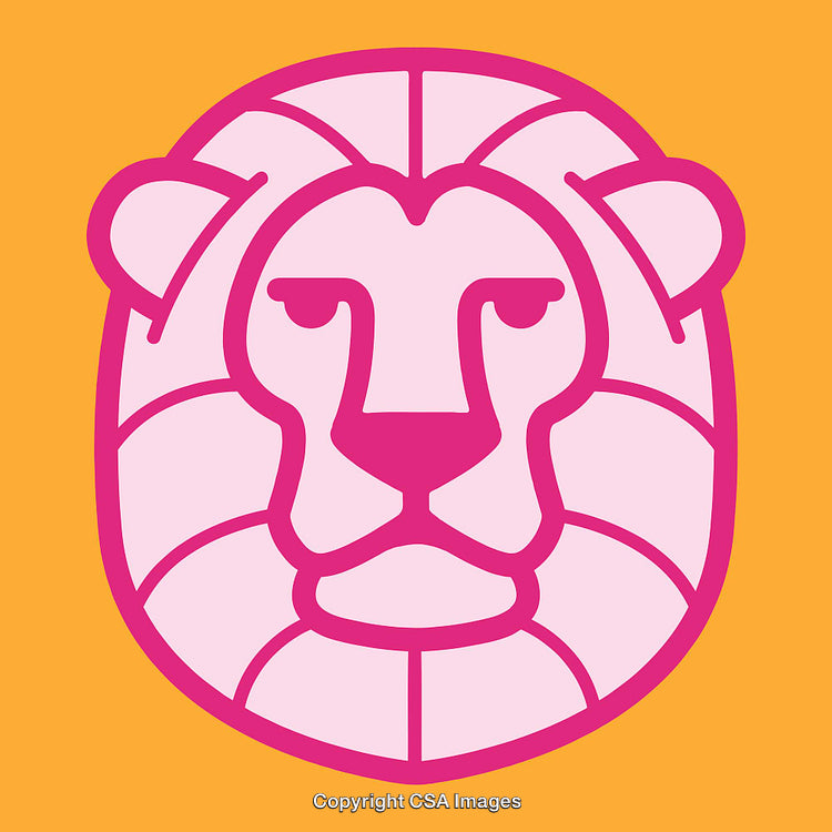 Minimalistic Lion Line Art Illustration with Vibrant Colors and Geometric Design
