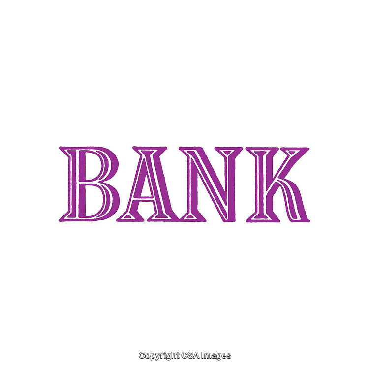 Purple Typography Depicting the Word 'Bank' in Bold Letters on White Background