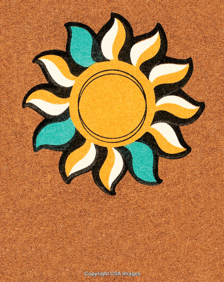 Colorful Nature-Inspired Sun Illustration on Textured Background