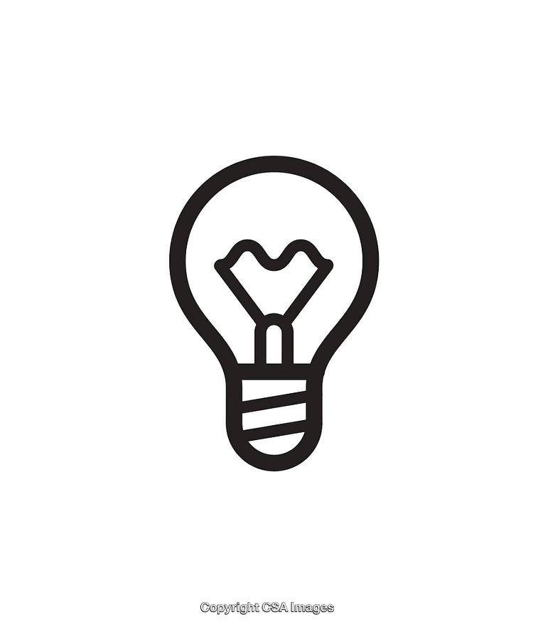 Simple Black And White Light Bulb Icon Symbolizing Ideas and Creativity