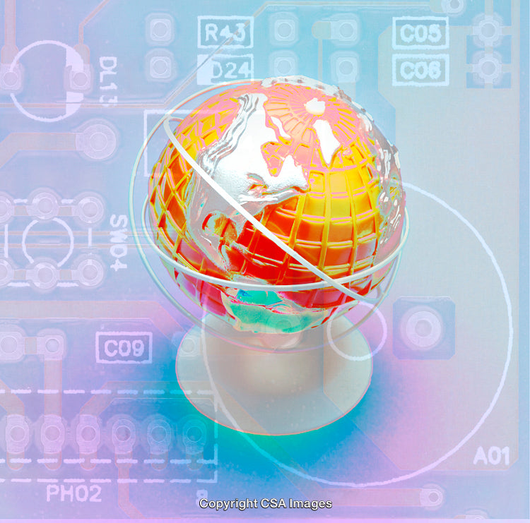 Vibrant Abstract Globe with Circuit Inspired Background
