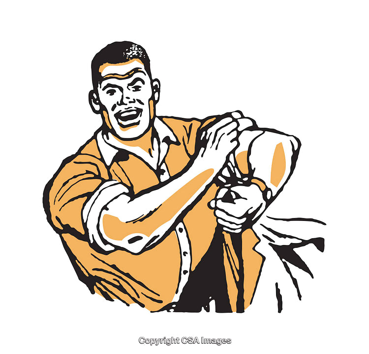 Vintage Illustration of a Dynamic Man in Energetic Action